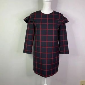 Zara Plaid navy dress